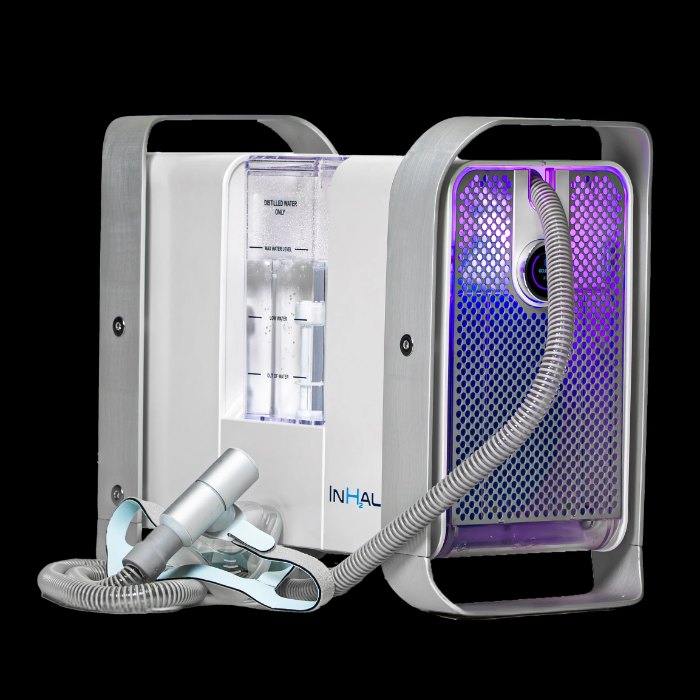 InhaleH2 hydrogen inhalation machine with mask and hose, used for hydrogen therapy at Wright Wellness Center in Eugene, Oregon